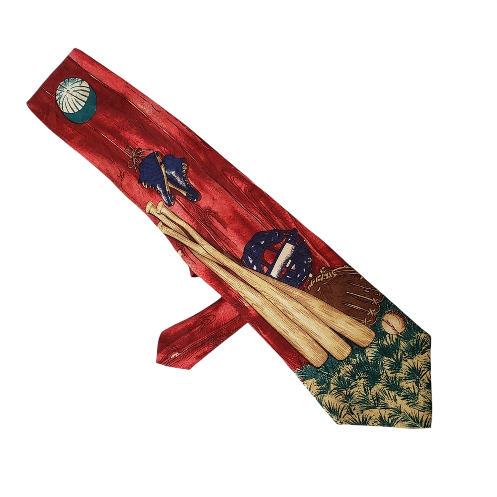 Zianetti Italian Silk Baseball Theme Tie - Picture 6 of 6